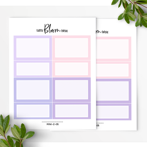 2 sheets of Half and Quarter boxes | Square