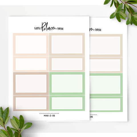 2 sheets of Half and Quarter boxes | Square