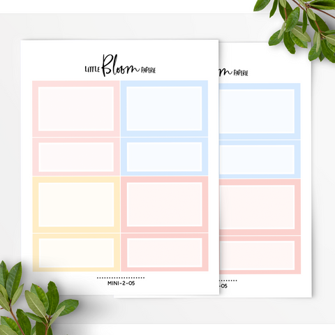 2 sheets of Half and Quarter boxes | Square