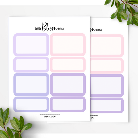 2 sheets of Half and Quarter boxes | Rounded
