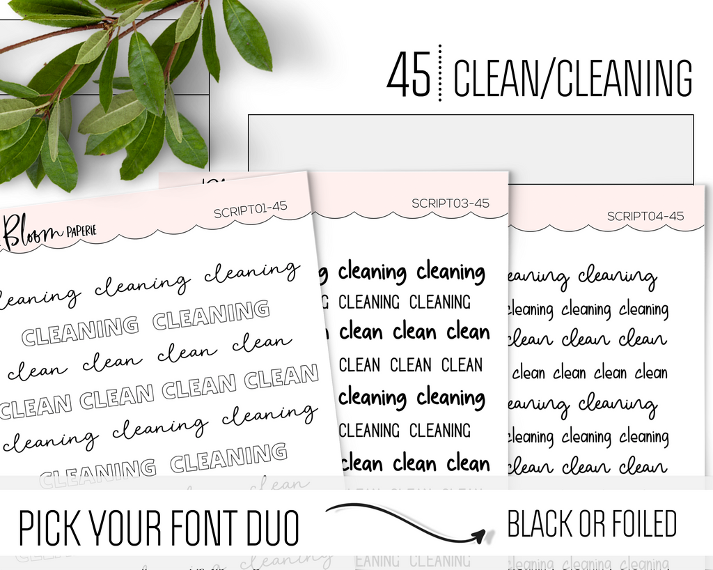 CLEAN / CLEANING - Script Icons – LittleBloomPaperie