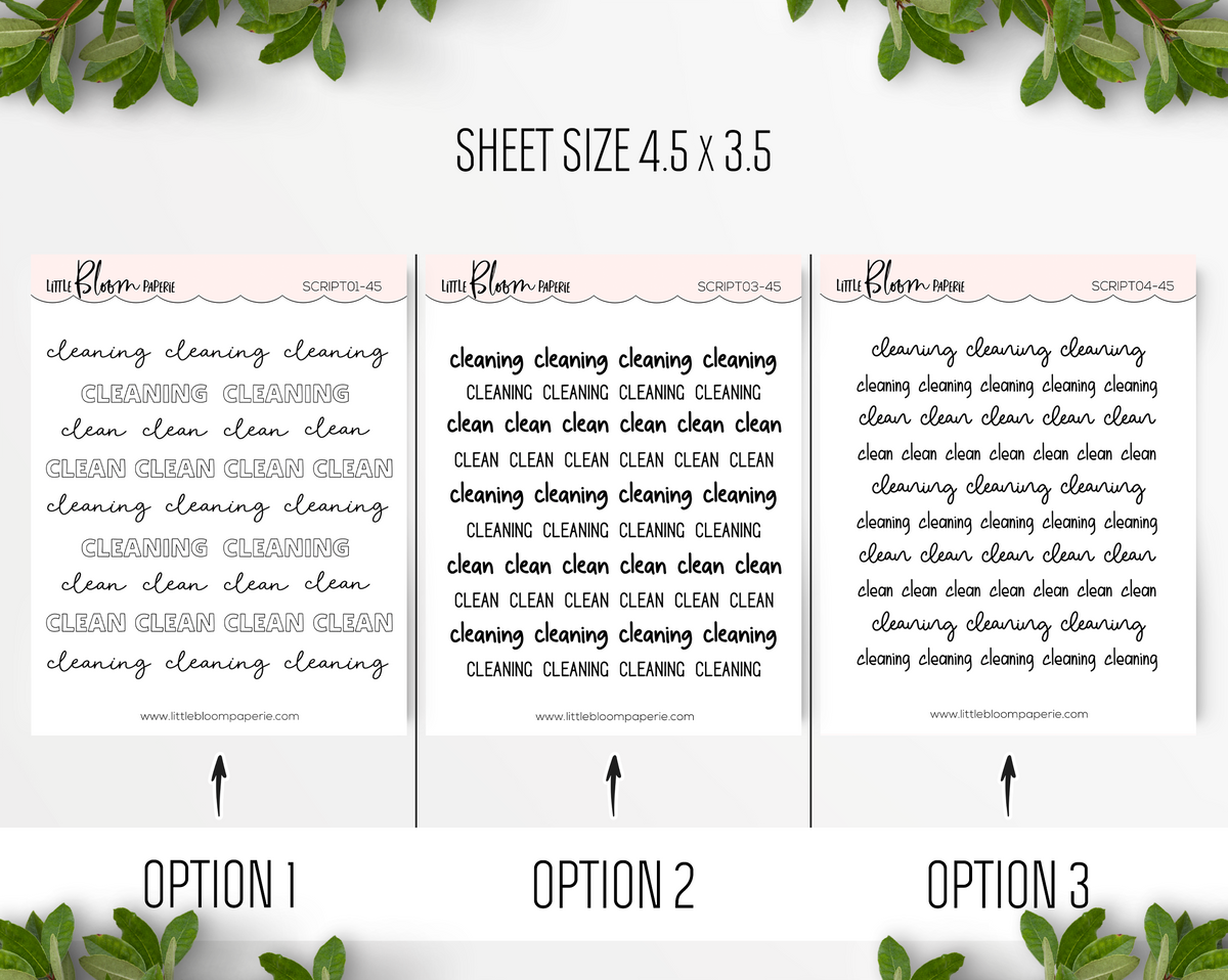CLEAN / CLEANING - Script Icons – LittleBloomPaperie