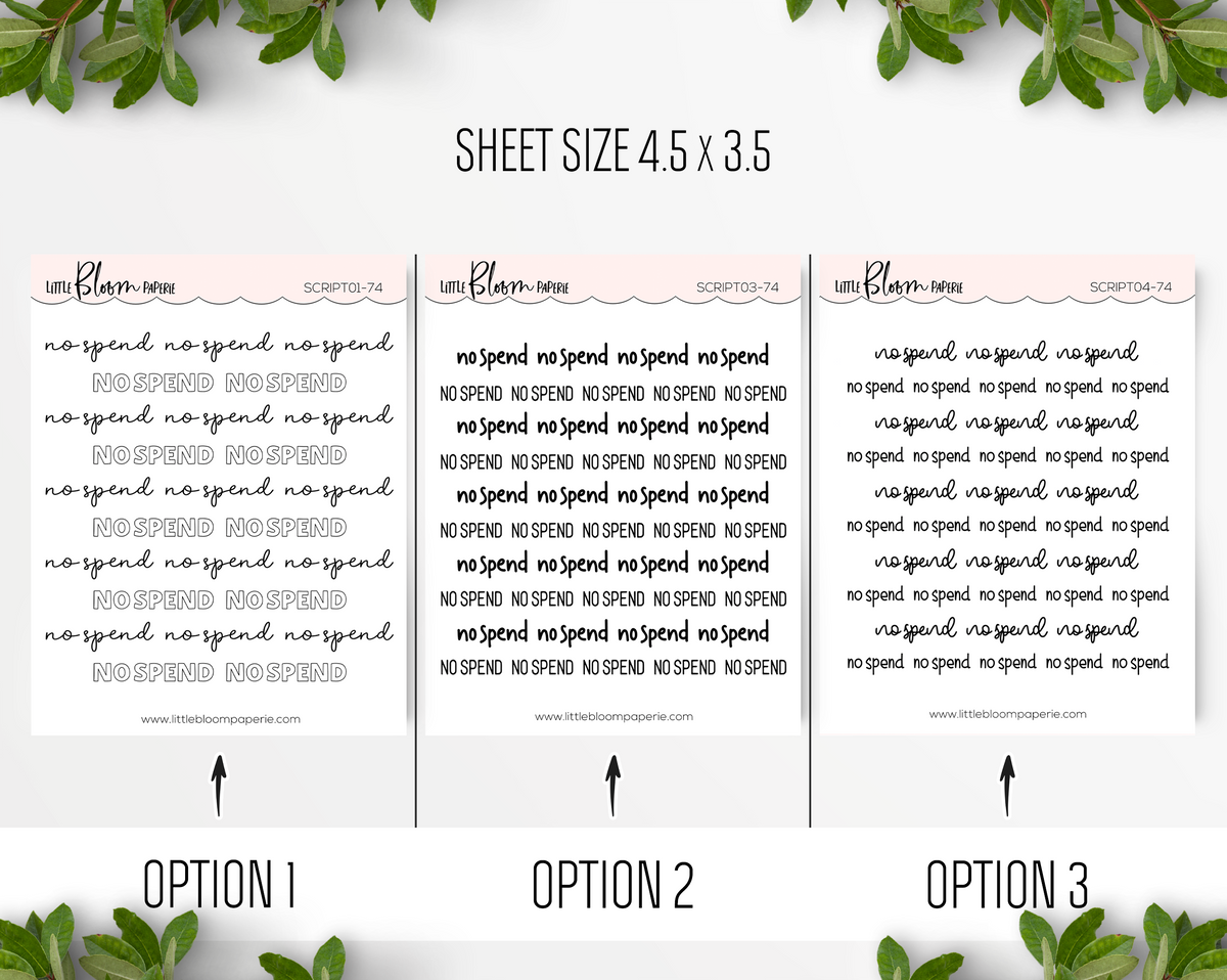 NO SPEND - Script Icons – LittleBloomPaperie